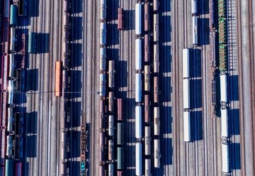 Several tracks with wagons from above