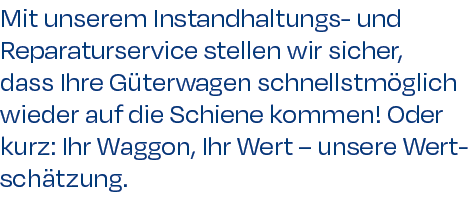 Mit unserem Instandhaltungs und Reparaturservice stellen wir sicher, dass Ihre G terwagen schnellstm glich wieder auf...
