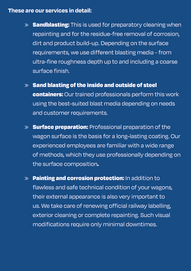 These are our services in detail: » Sandblasting: This is used for preparatory cleaning when repainting and for the r...