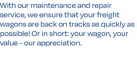 With our maintenance and repair service, we ensure that your freight wagons are back on tracks as quickly as possible...